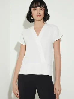 Fashion Short Sleeve V-Neck Crepe de Chine Blouse Blouses & Shirts|Tops & Tees