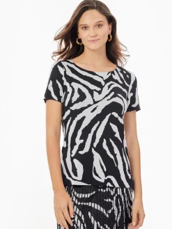 Best Short Sleeve Zebra Soft Knit Top Tops & Tees
