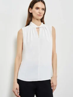 Sale Sleeveless Twist Neck Crepe De Chine Blouse Blouses & Shirts|Tops & Tees