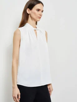 Sale Sleeveless Twist Neck Crepe De Chine Blouse Blouses & Shirts|Tops & Tees