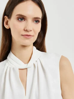 Sale Sleeveless Twist Neck Crepe De Chine Blouse Blouses & Shirts|Tops & Tees