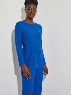 Discount Soft Ribbed Knit Tie-Waist Tunic Tops & Tees