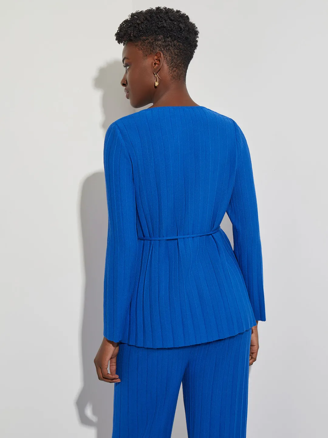 Discount Soft Ribbed Knit Tie-Waist Tunic Tops & Tees