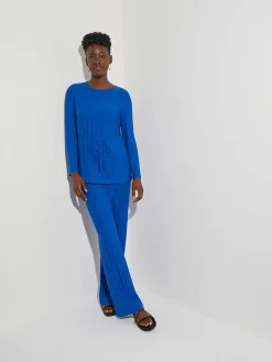 Discount Soft Ribbed Knit Tie-Waist Tunic Tops & Tees