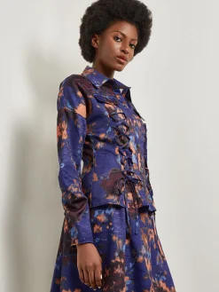 Sale Structured Corset Laced Printed Woven Jacket Jackets & Coats