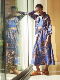 Sale Structured Corset Laced Printed Woven Jacket Jackets & Coats