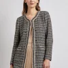Clearance Tailored Fit Contrast Trim Tweed Knit Jacket Jackets & Coats