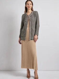 Clearance Tailored Fit Contrast Trim Tweed Knit Jacket Jackets & Coats