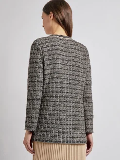 Clearance Tailored Fit Contrast Trim Tweed Knit Jacket Jackets & Coats