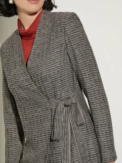 Discount Tailored Fit Tweed Side Tie Knit Blazer Jackets & Coats
