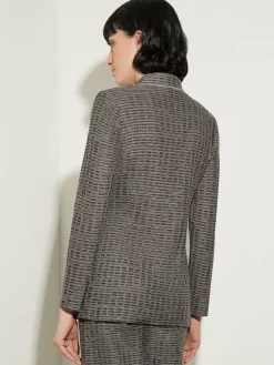 Discount Tailored Fit Tweed Side Tie Knit Blazer Jackets & Coats