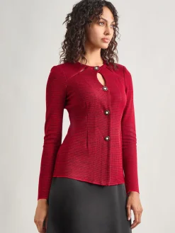 Sale Tailored Fit Two-Toned Cutout Knit Jacket Jackets & Coats