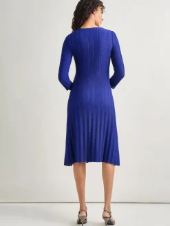 Clearance Textural Stripe Knit Midi Dress Dresses