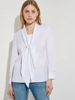 Fashion Tie-Neck Cotton Poplin Blouse Blouses & Shirts|Tops & Tees