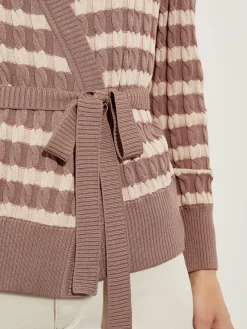 Discount Tie-Waist Striped Soft Knit Tunic Tops & Tees