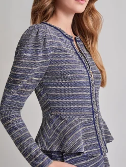 Clearance Tweed Knit Peplum Jacket Jackets & Coats