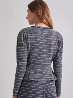 Clearance Tweed Knit Peplum Jacket Jackets & Coats