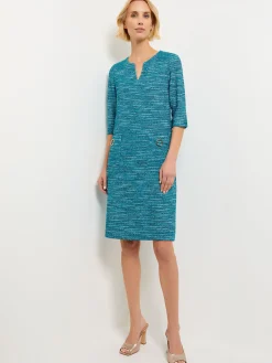 Outlet Tweed Knit Shift Dress with Pockets Dresses