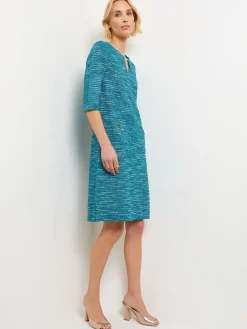 Outlet Tweed Knit Shift Dress with Pockets Dresses