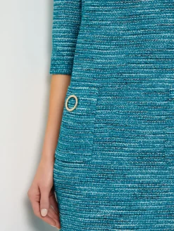 Outlet Tweed Knit Shift Dress with Pockets Dresses