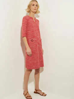 Best Tweed Knit Shift Dress with Pockets, Sunset Red Dresses