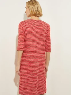 Best Tweed Knit Shift Dress with Pockets, Sunset Red Dresses