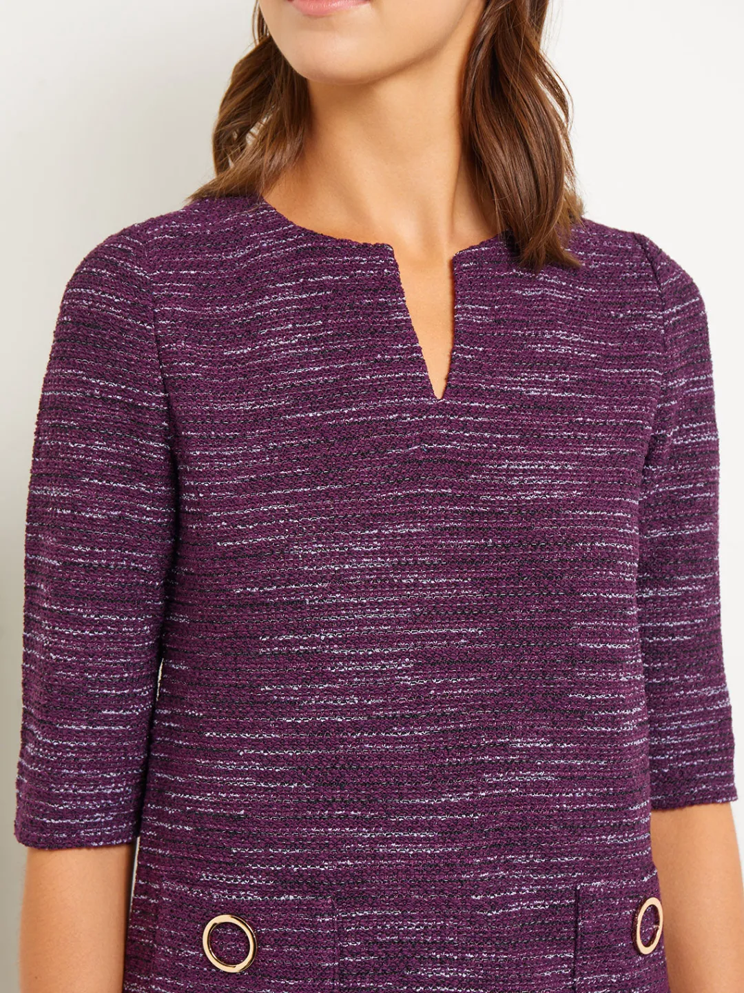 Best Tweed Knit Shift Dress with Pockets Dresses