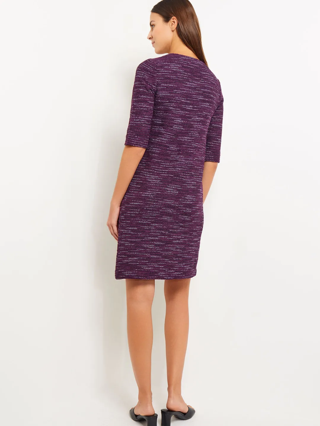Best Tweed Knit Shift Dress with Pockets Dresses
