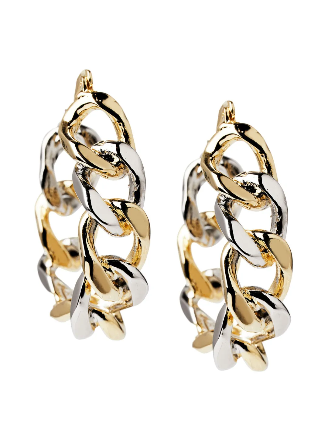 Online Two Tone 14K Gold & Rhodium Chain Link Hoop Earrings Accessories|Earrings