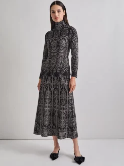 Discount Two-Tone Damask Jacquard Knit Tunic Tops & Tees