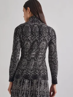 Discount Two-Tone Damask Jacquard Knit Tunic Tops & Tees