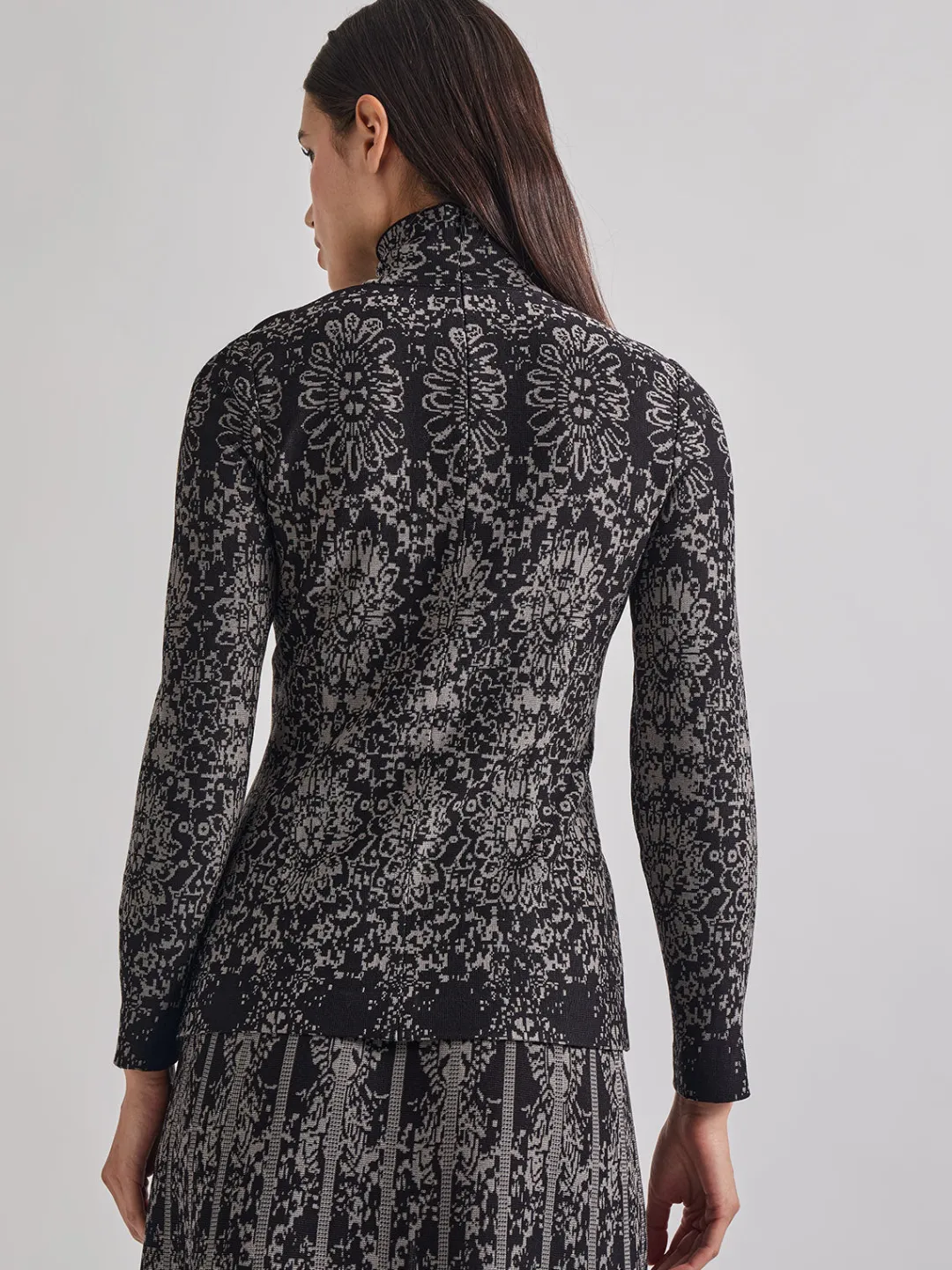 Discount Two-Tone Damask Jacquard Knit Tunic Tops & Tees