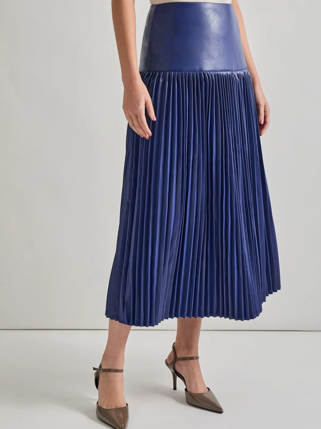 Discount Vegan Leather Accordian Maxi Skirt Skirts