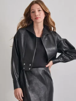 Fashion Vegan Leather Cropped Moto Jacket Jackets & Coats