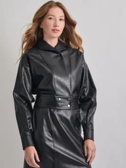 Fashion Vegan Leather Cropped Moto Jacket Jackets & Coats