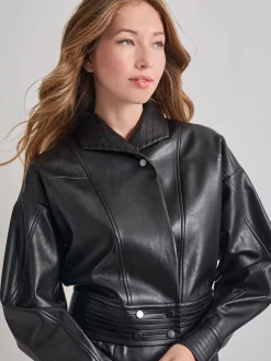Fashion Vegan Leather Cropped Moto Jacket Jackets & Coats