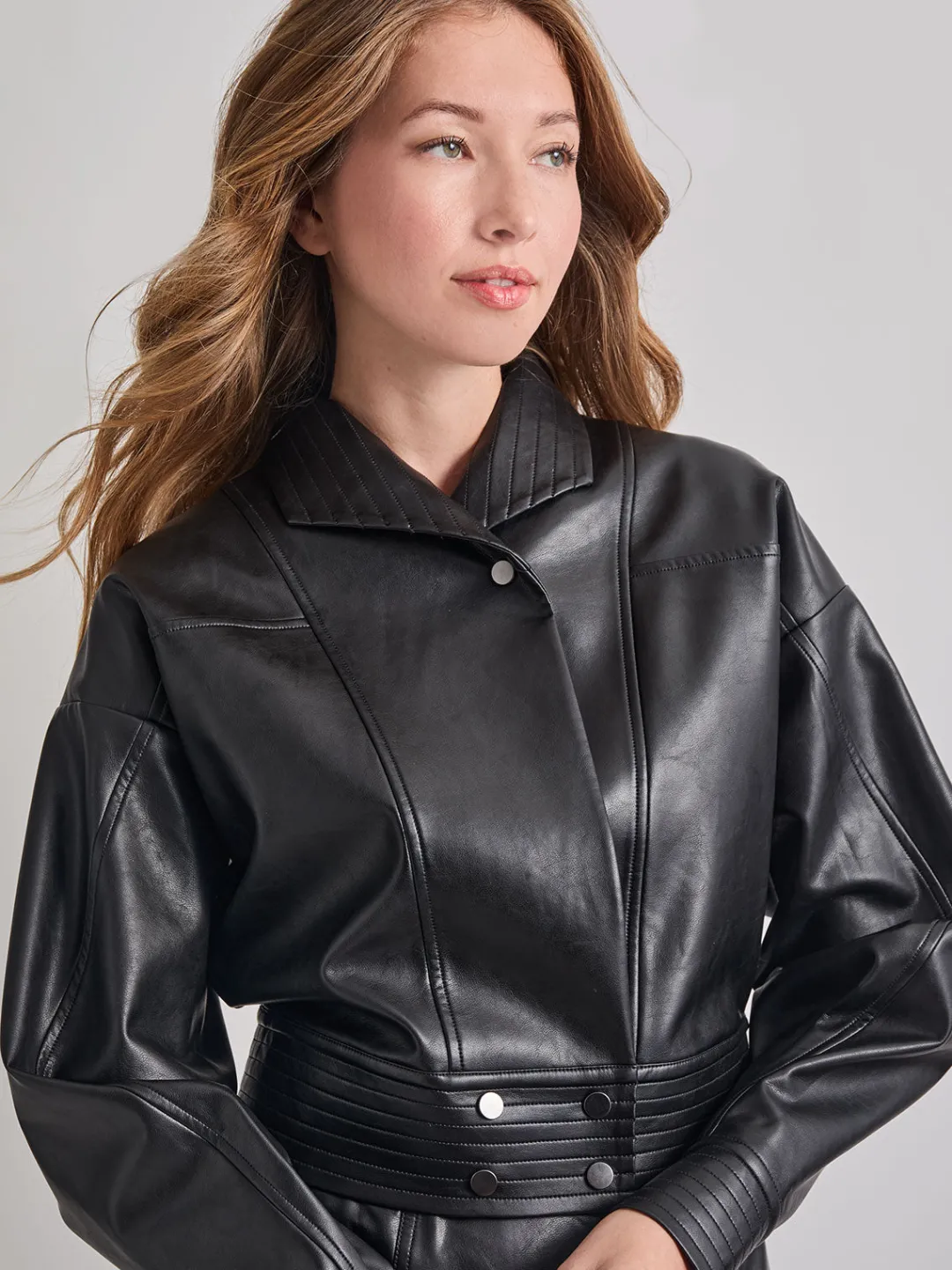 Fashion Vegan Leather Cropped Moto Jacket Jackets & Coats
