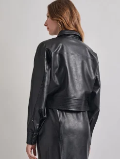 Fashion Vegan Leather Cropped Moto Jacket Jackets & Coats
