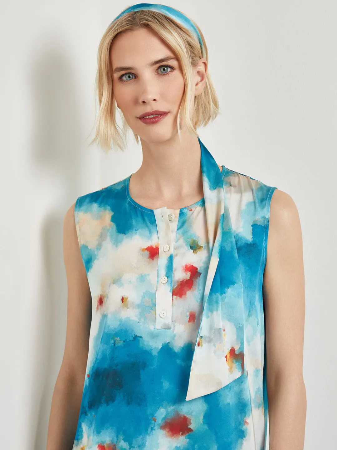 Clearance Watercolor Removable Shawl Collar Crepe Maxi Dress Dresses