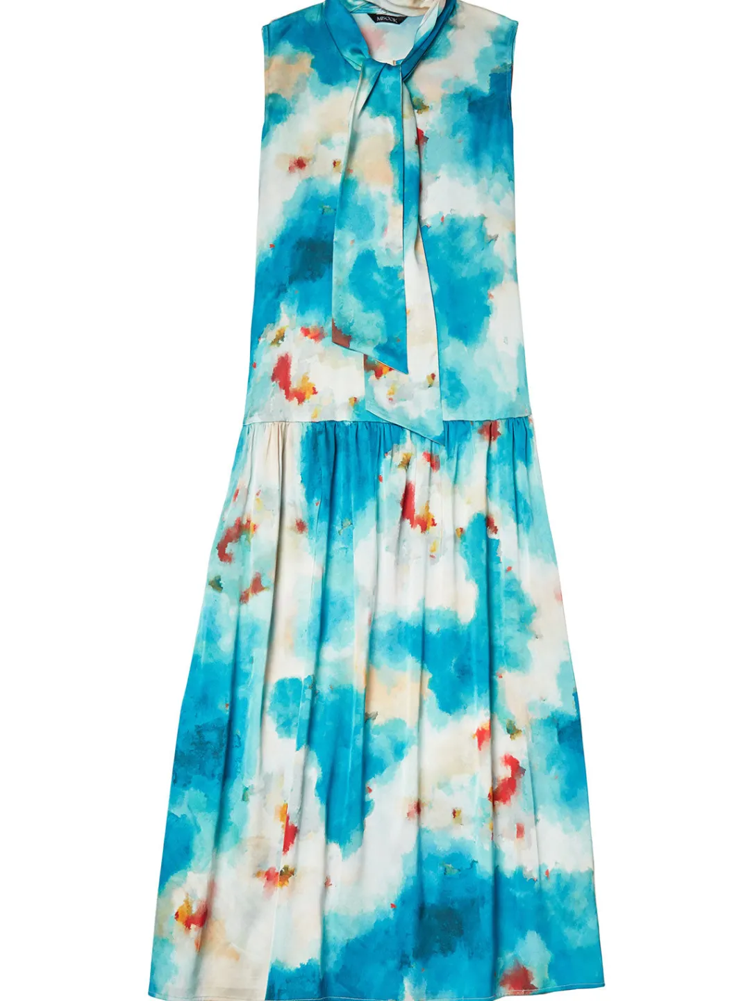 Clearance Watercolor Removable Shawl Collar Crepe Maxi Dress Dresses