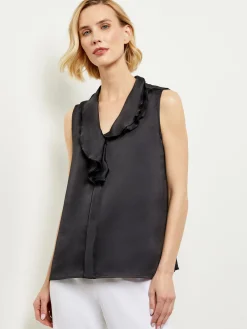 Best Waterfall Ruffle Crepe de Chine Blouse Blouses & Shirts|Tops & Tees