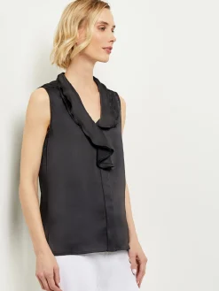 Best Waterfall Ruffle Crepe de Chine Blouse Blouses & Shirts|Tops & Tees