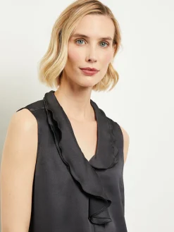 Best Waterfall Ruffle Crepe de Chine Blouse Blouses & Shirts|Tops & Tees