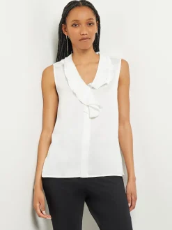 Sale Waterfall Ruffle Crepe de Chine Blouse Blouses & Shirts|Tops & Tees