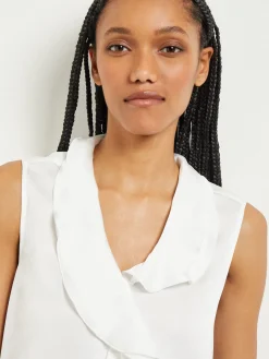 Sale Waterfall Ruffle Crepe de Chine Blouse Blouses & Shirts|Tops & Tees