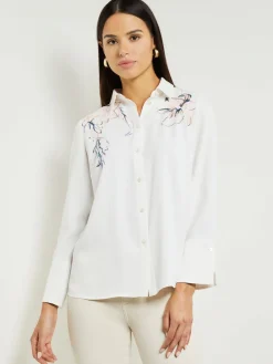 Best White Floral Top - Crepe de Chine Blouse | Blouses & Shirts|Tops & Tees