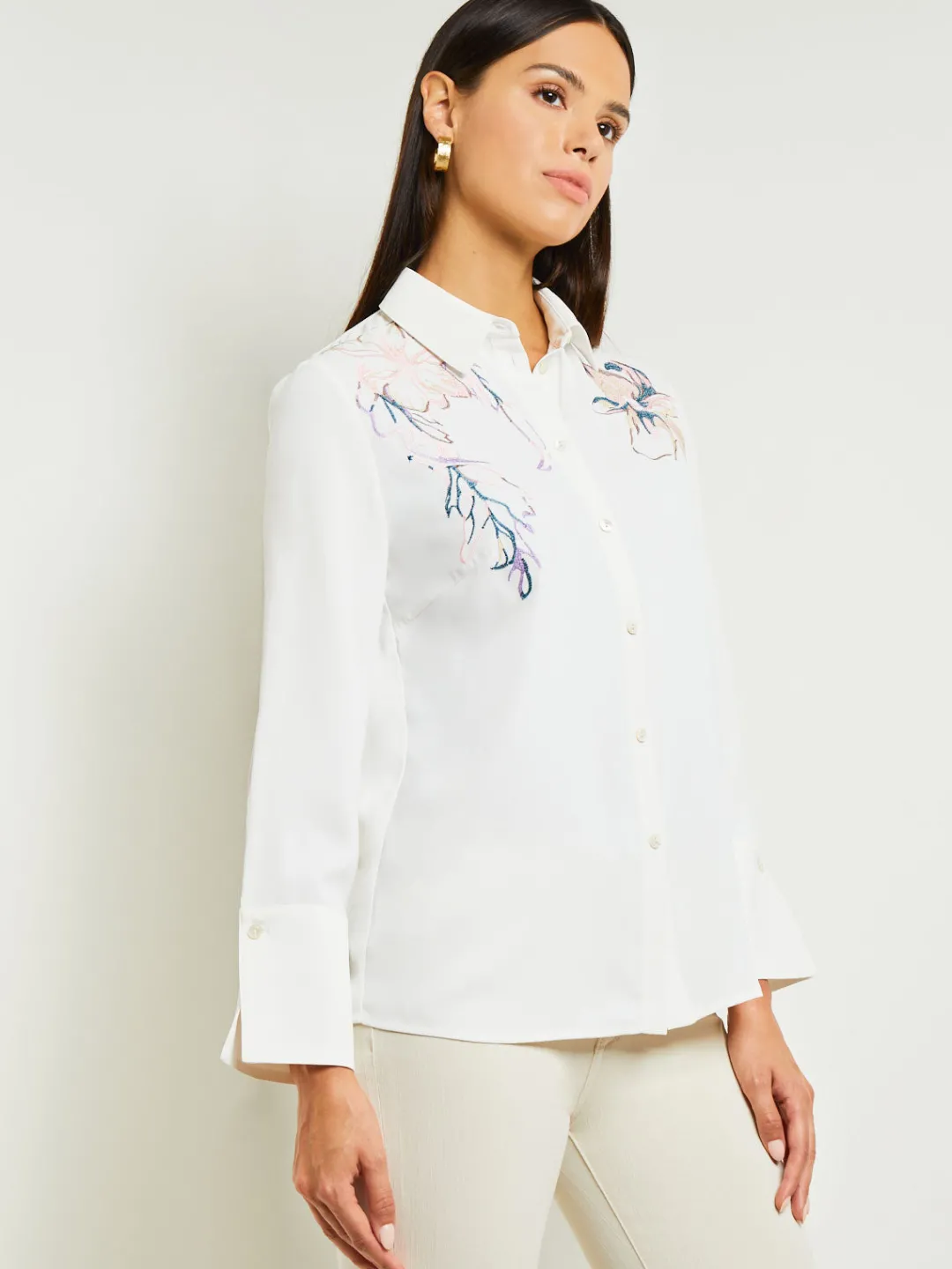 Best White Floral Top - Crepe de Chine Blouse | Blouses & Shirts|Tops & Tees