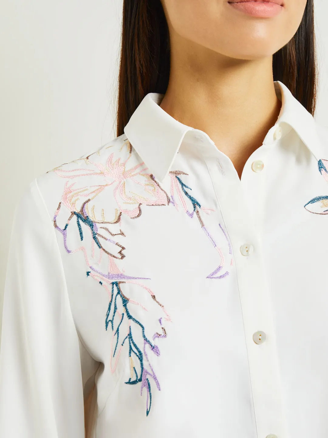 Best White Floral Top - Crepe de Chine Blouse | Blouses & Shirts|Tops & Tees