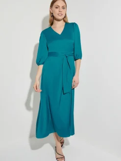 New Woven Tie-Waist Balloon Sleeve Dress Dresses