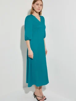 New Woven Tie-Waist Balloon Sleeve Dress Dresses